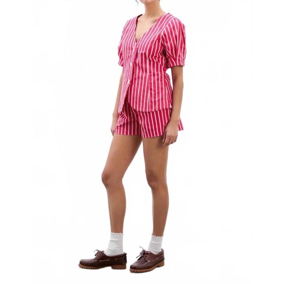 NWT! Anthropologie Damson Madder Shell Linen Blend Puff-Sleeve Blouse - Size 2 🏆 - Picture 14 of 16